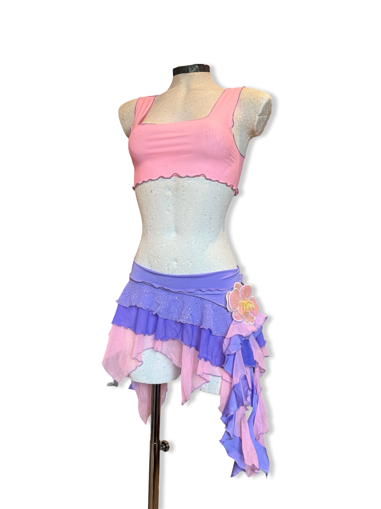 (R2S) UK size 8 -  Pink and Lilac ruffle skirt set.