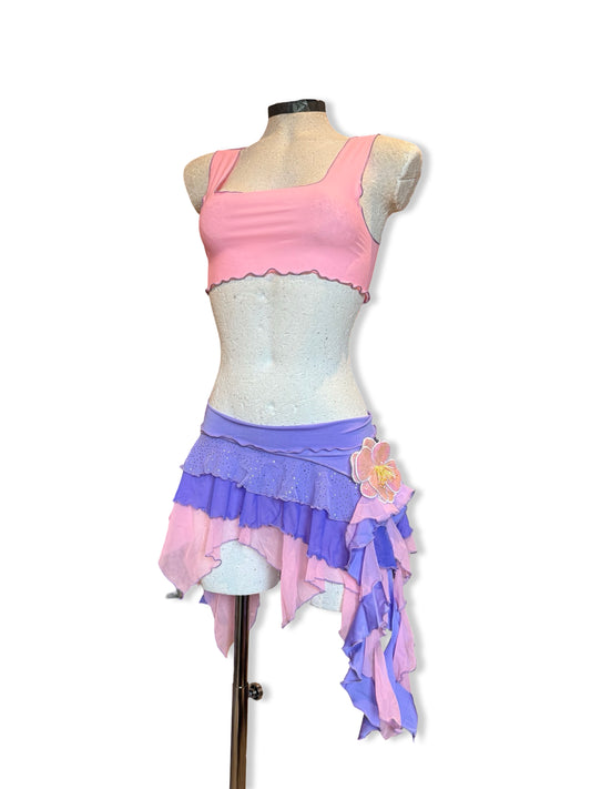 (R2S) UK size 8 -  Pink and Lilac ruffle skirt set.