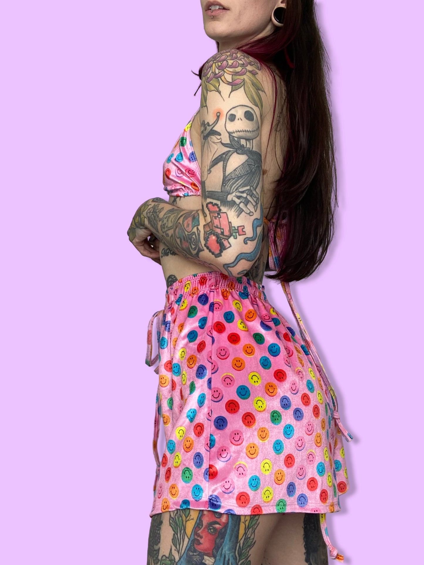 Zero Waste boy shorts set - Pink smiley