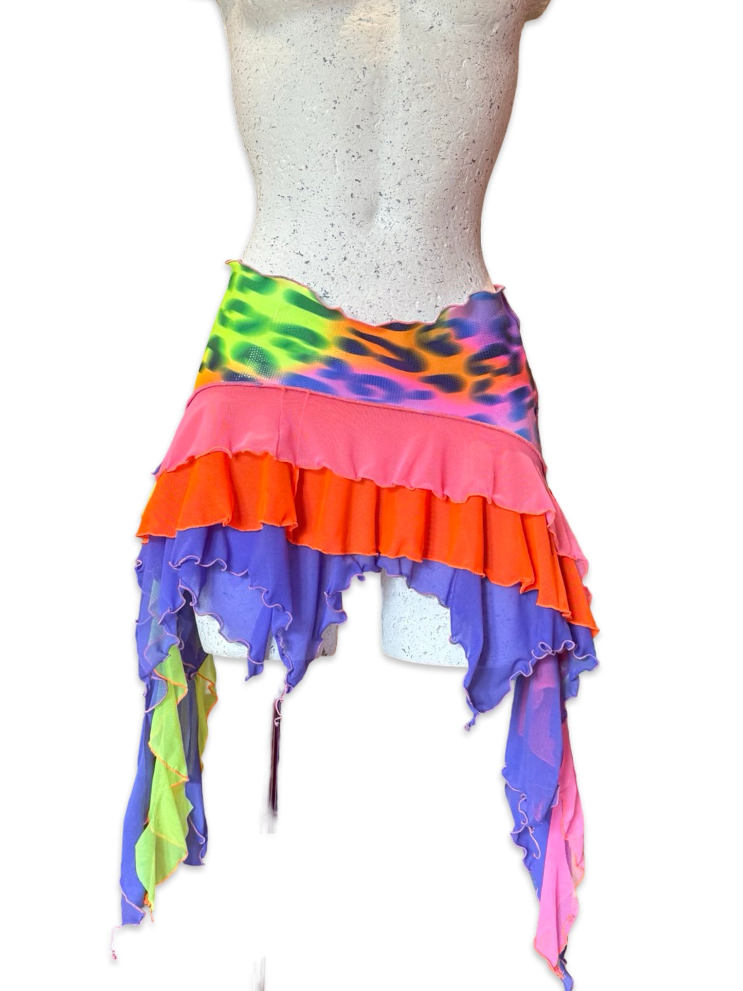 Neon Acid Leopard Skirt (Made to order) - Choose your size.