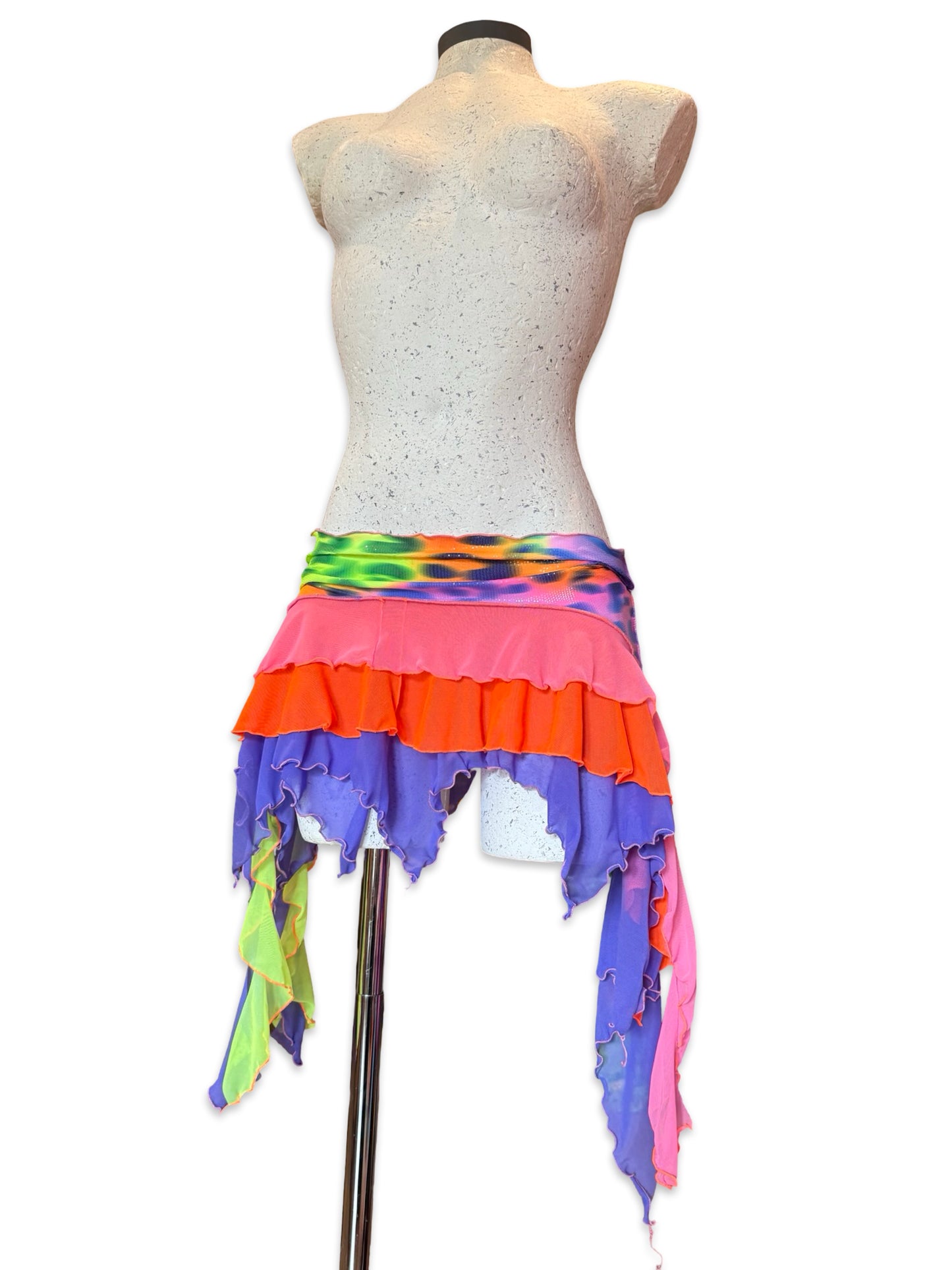 Neon Acid Leopard Skirt (Made to order) - Choose your size.