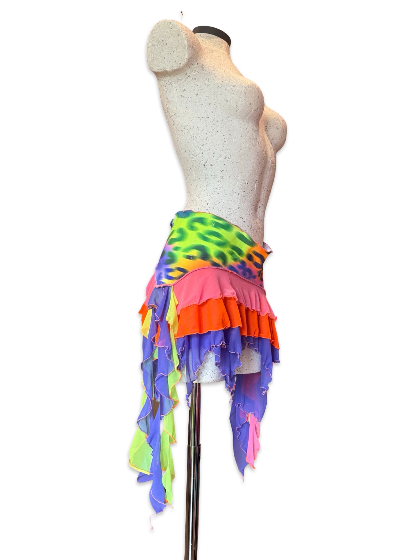 Neon Acid Leopard Skirt (Made to order) - Choose your size.