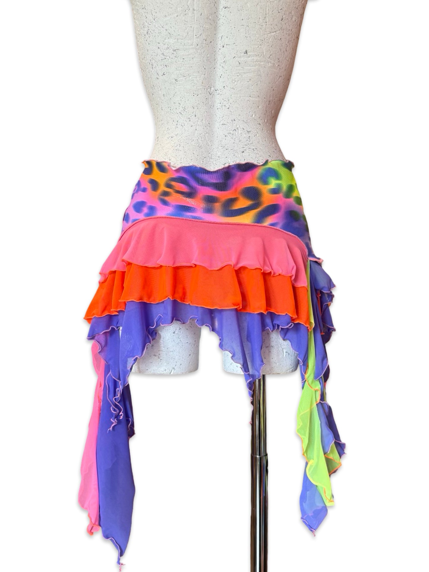 Neon Acid Leopard Skirt (Made to order) - Choose your size.