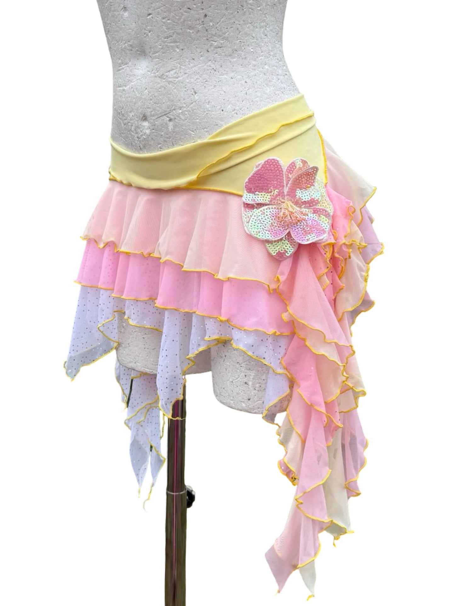 (R2S)  Lemon + white sparkle ruffle skirt