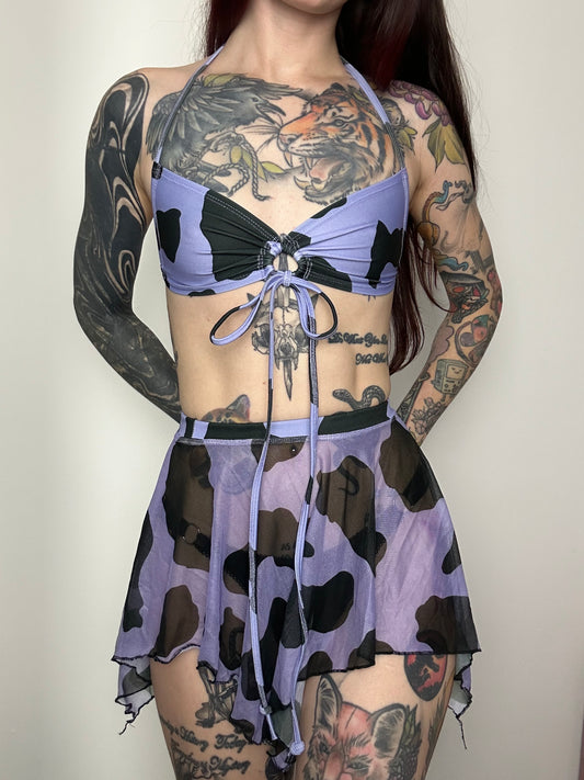 Remixed Mesh skirt set - Lilac Cow