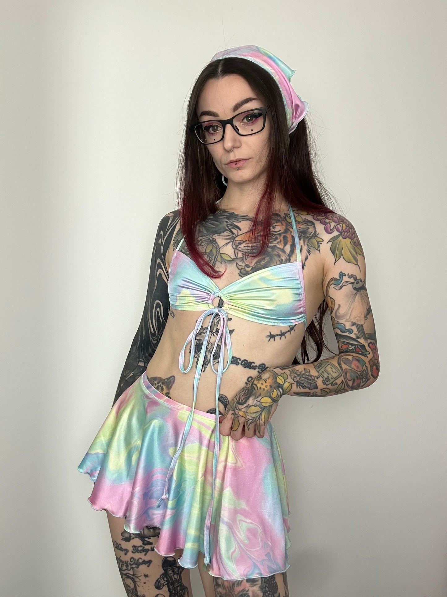 Remixed Mini skirt set - Pastel swirl