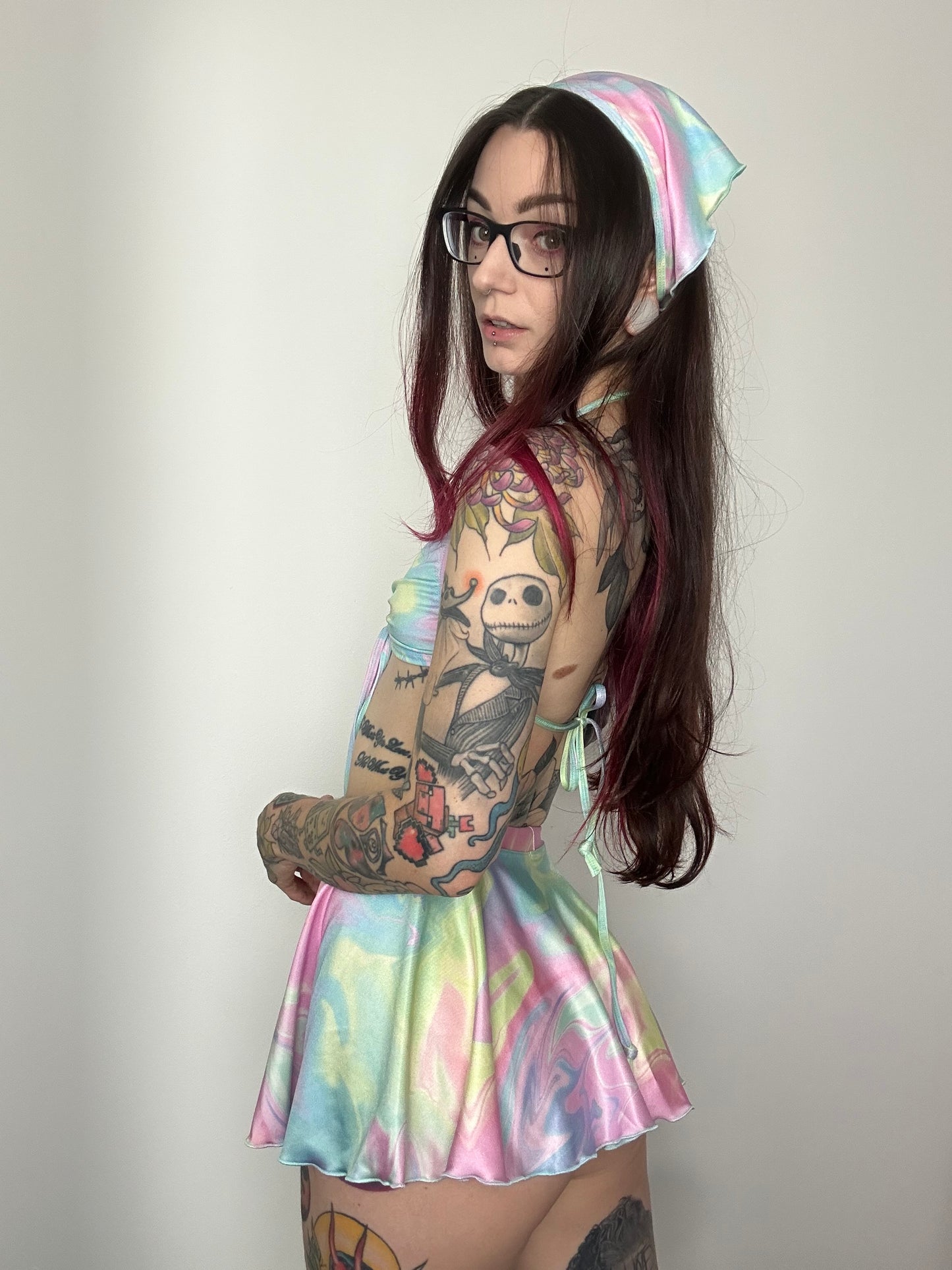 Remixed Mini skirt set - Pastel swirl