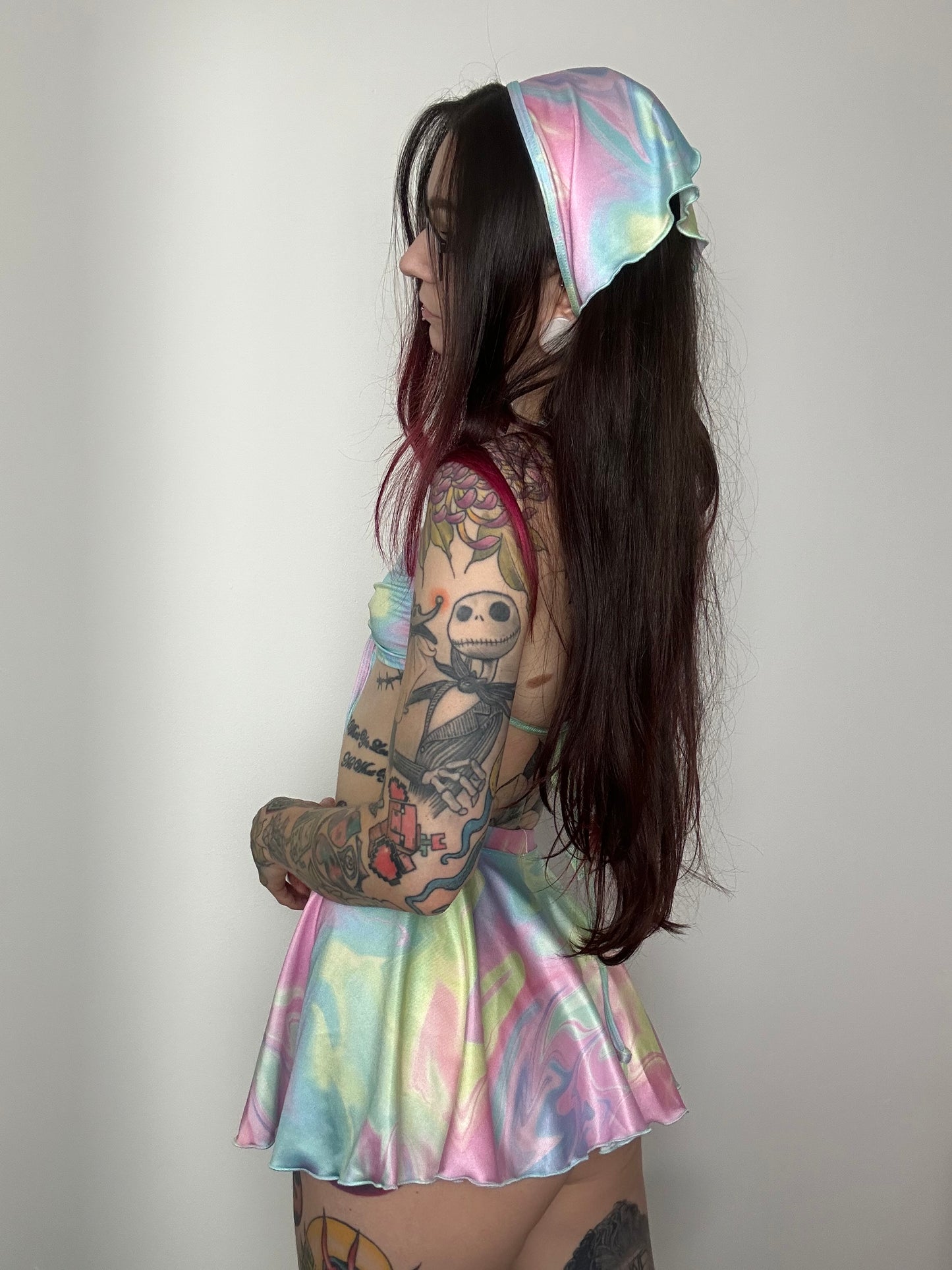 Remixed Mini skirt set - Pastel swirl