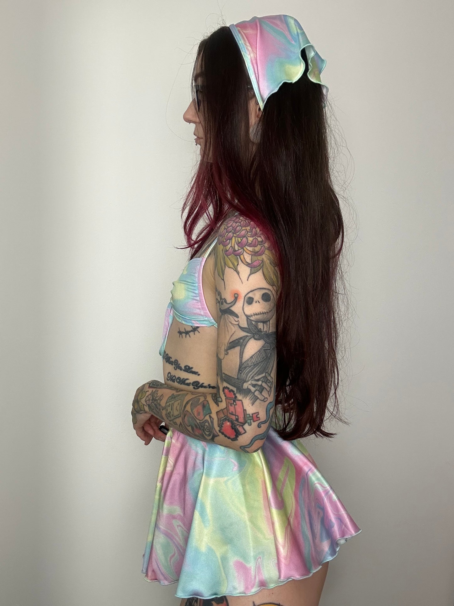 Remixed Mini skirt set - Pastel swirl