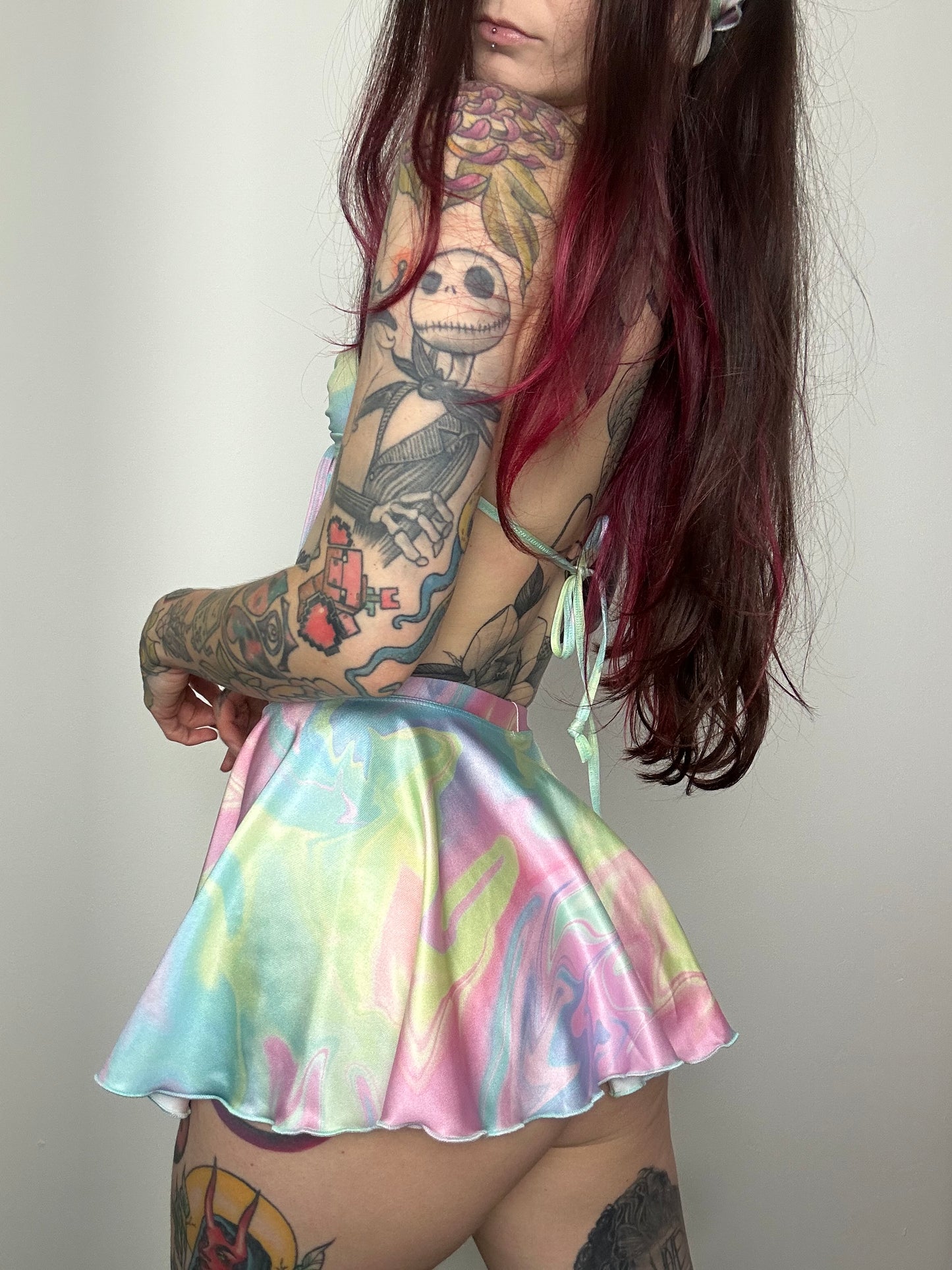 Remixed Mini skirt set - Pastel swirl