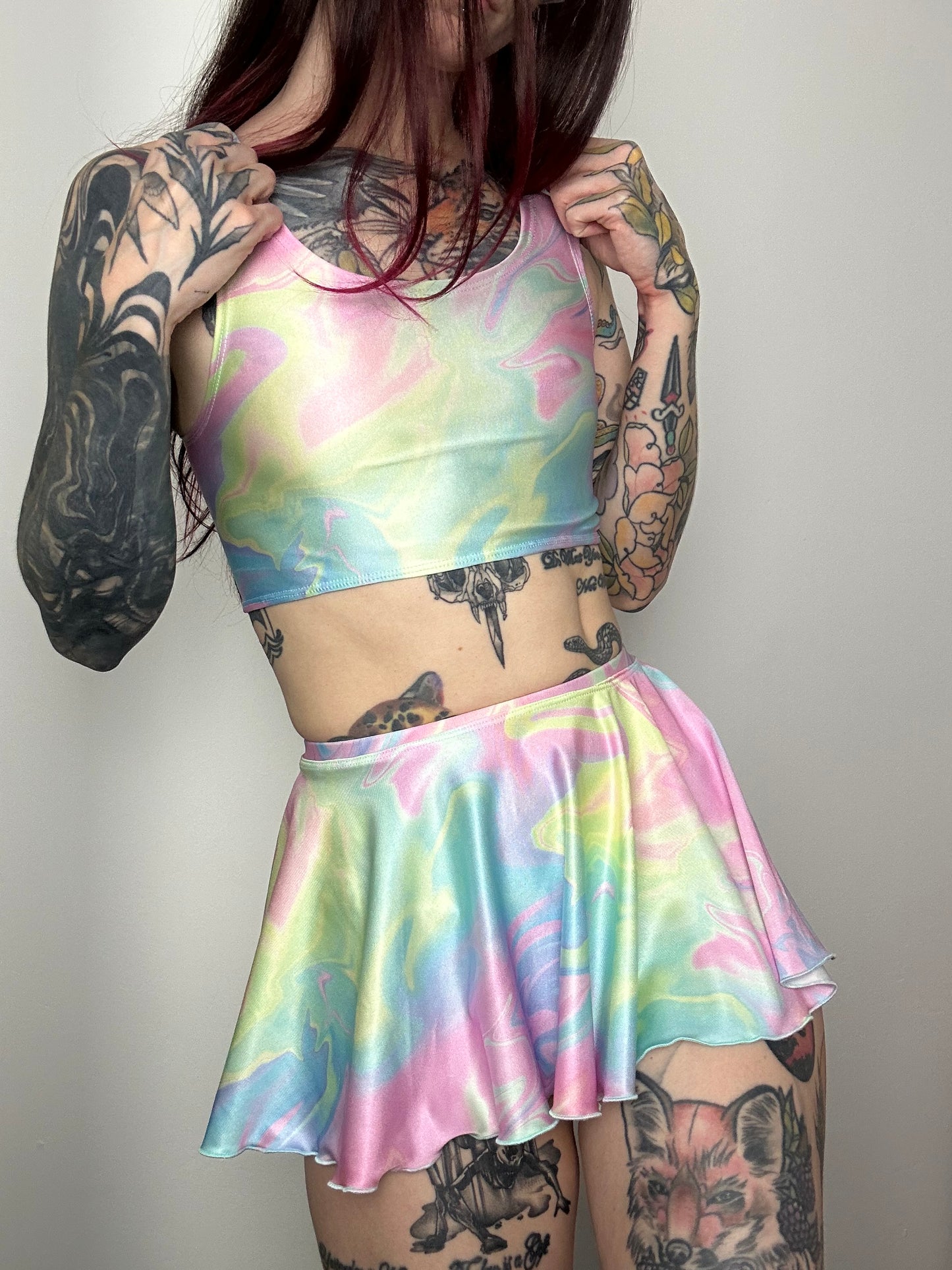 Remixed Mini skirt set - Pastel swirl