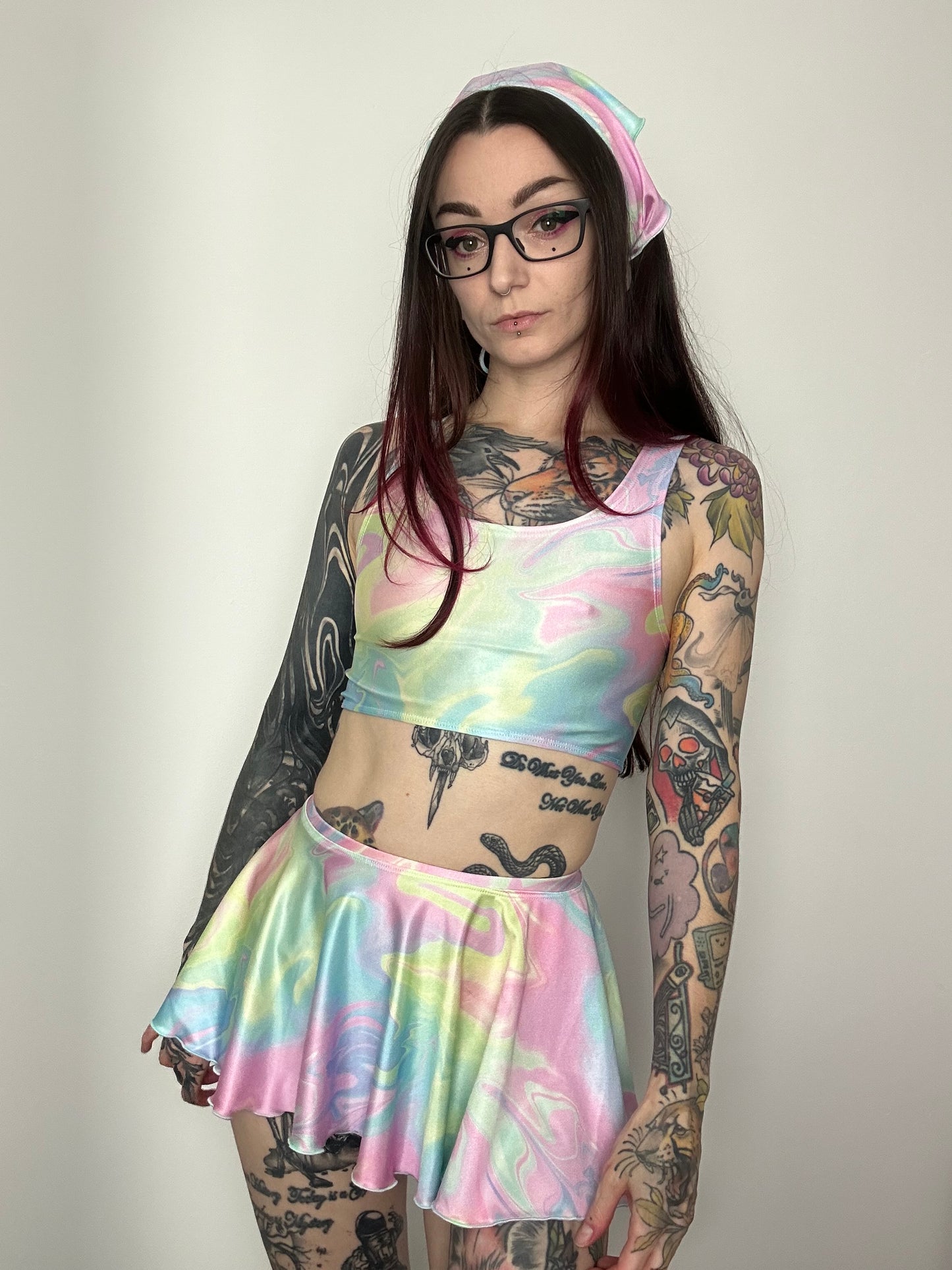 Remixed Mini skirt set - Pastel swirl