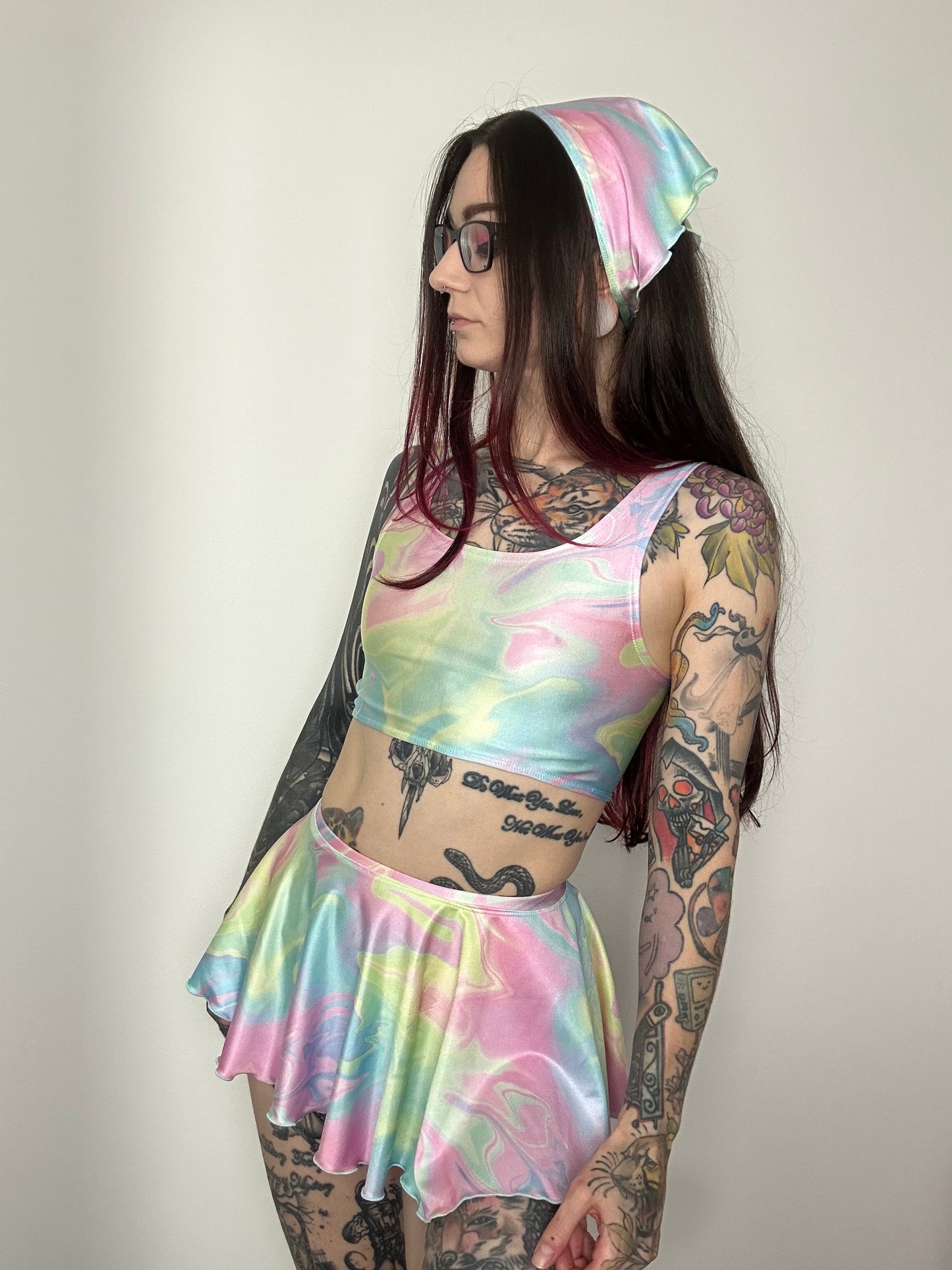 Remixed Mini skirt set - Pastel swirl