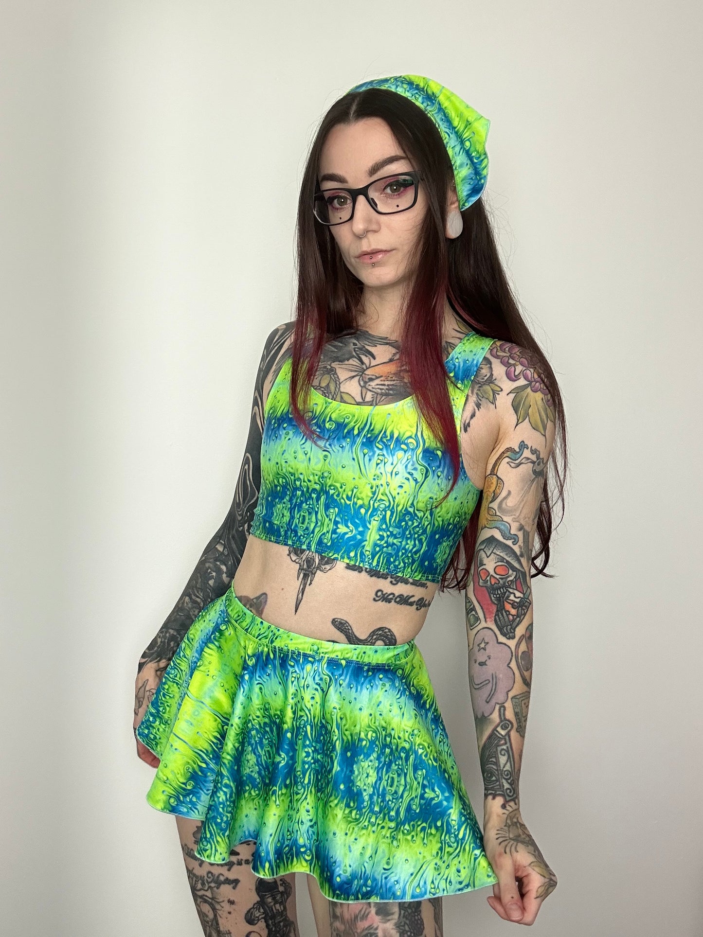 Remixed Mini skirt set - Neon Lava