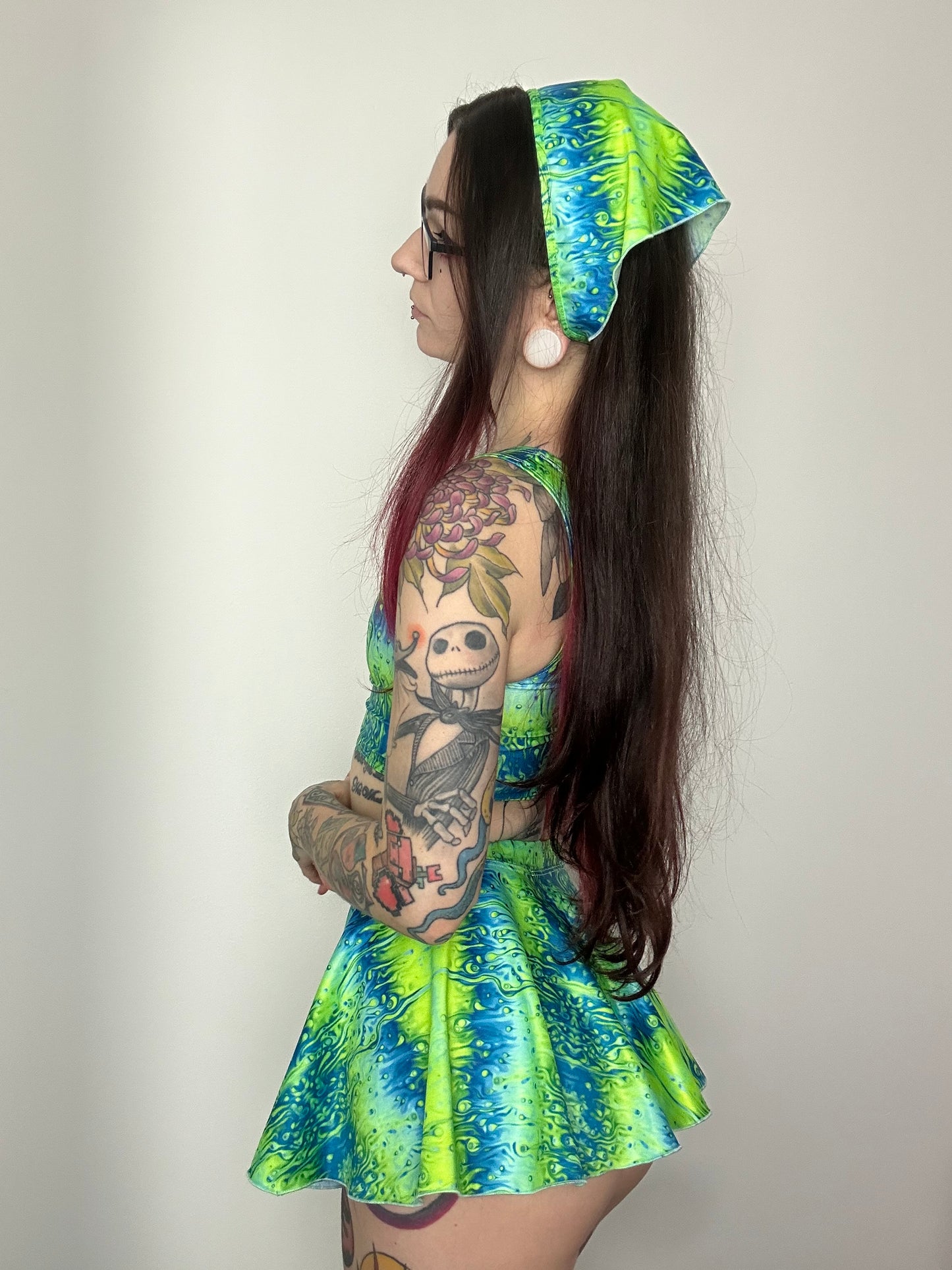 Remixed Mini skirt set - Neon Lava