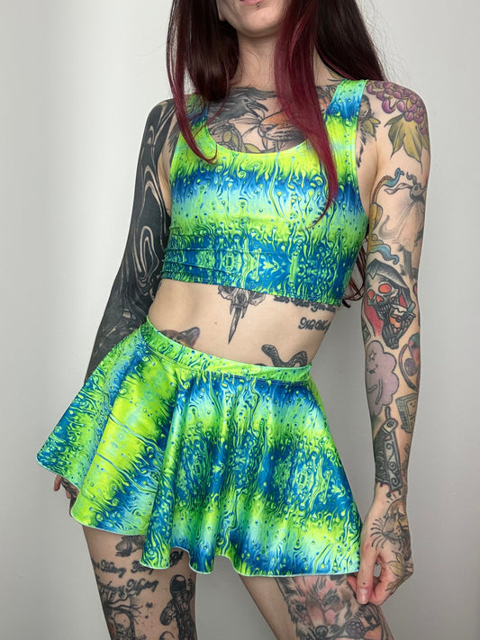 Remixed Mini skirt set - Neon Lava