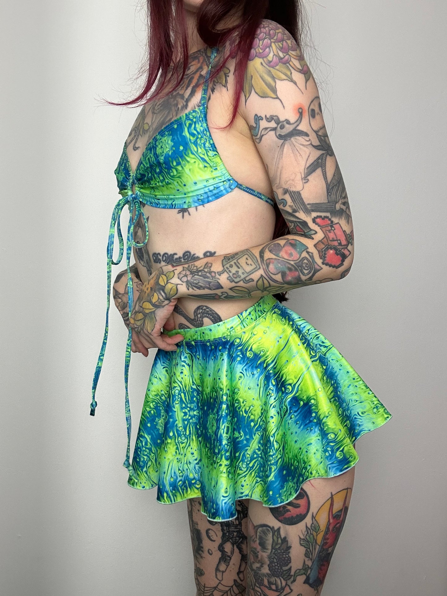 Remixed Mini skirt set - Neon Lava