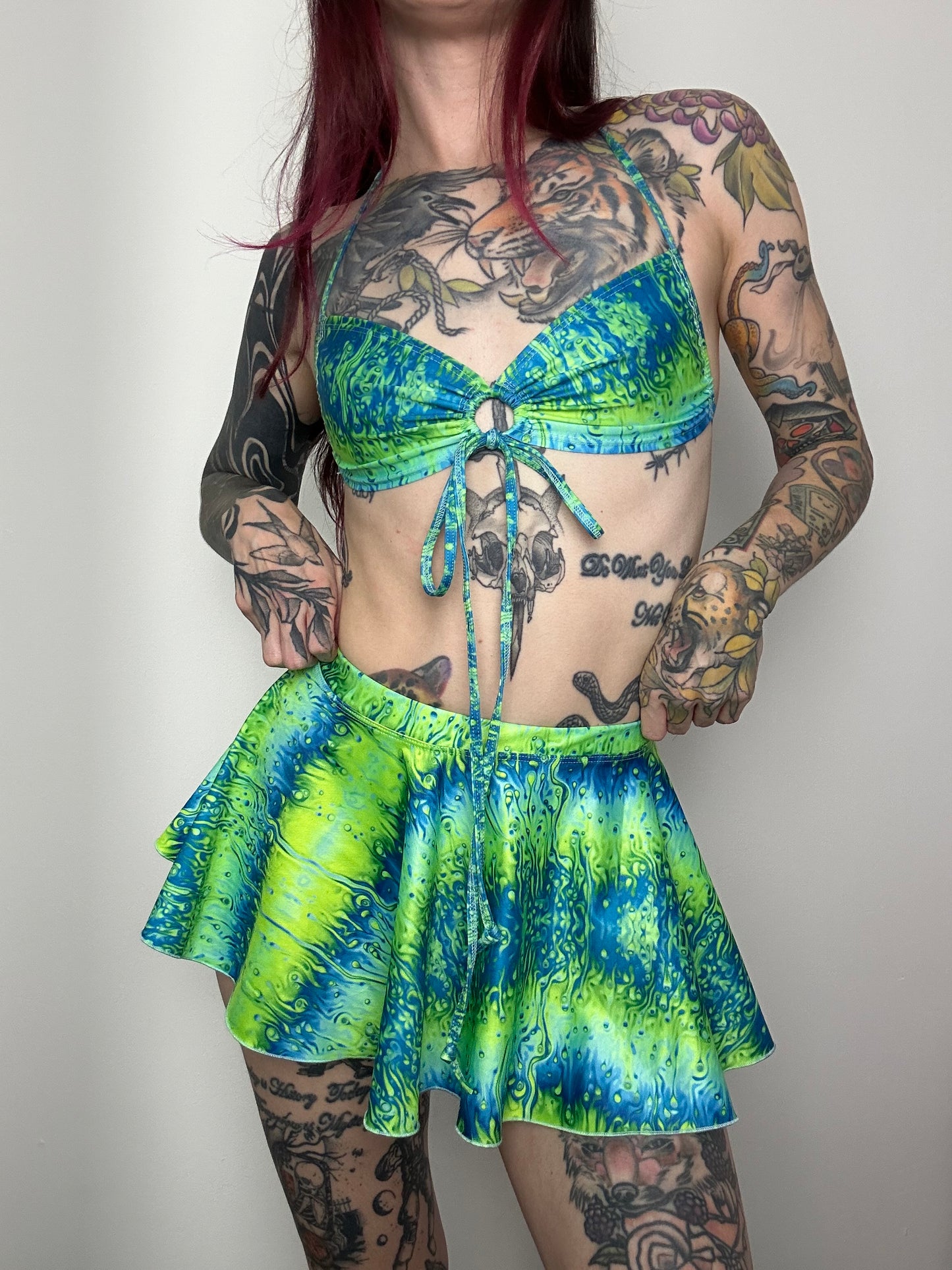 Remixed Mini skirt set - Neon Lava