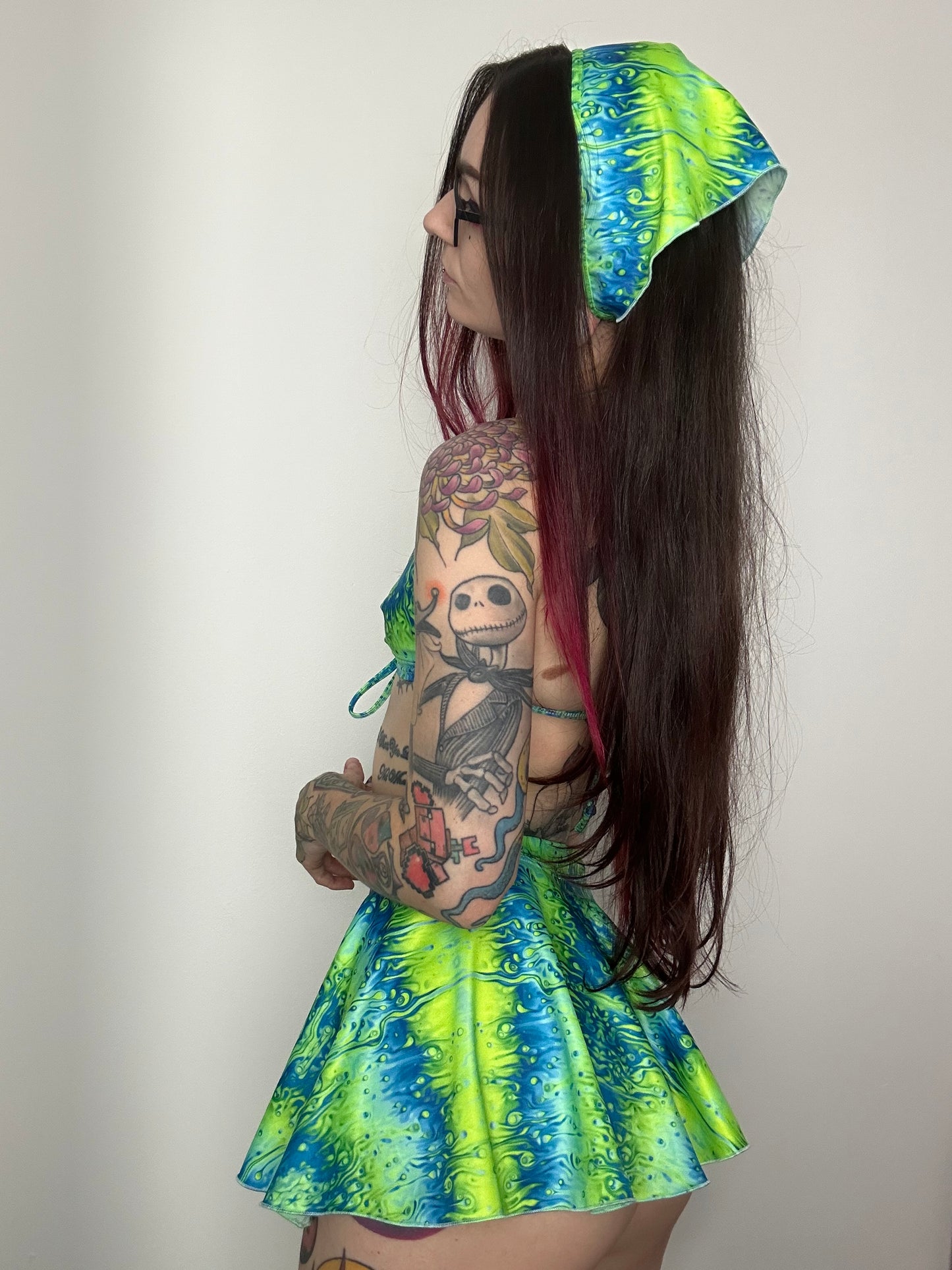 Remixed Mini skirt set - Neon Lava