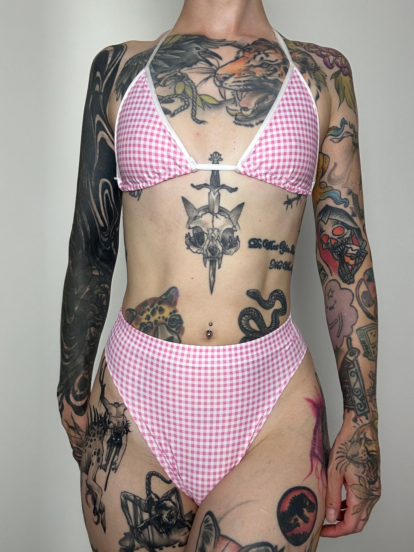 (M&R2S) Zero waste kini - Pink Gingham bikini
