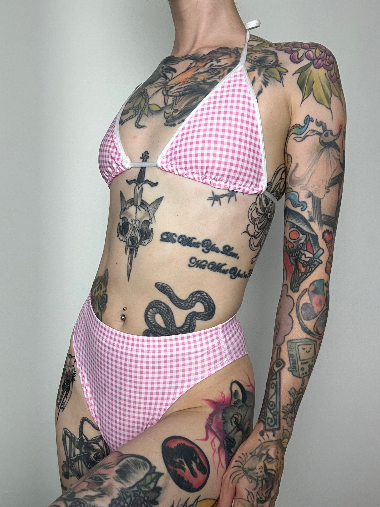 (M&R2S) Zero waste kini - Pink Gingham bikini