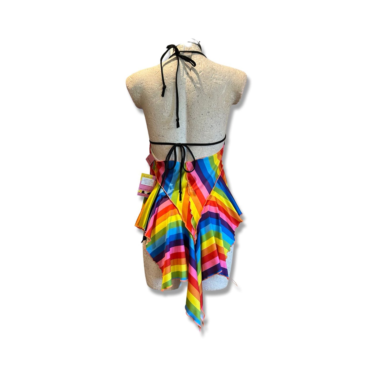 (R2S) UK 12  - Rainbow stripe Dixie dress - Short length