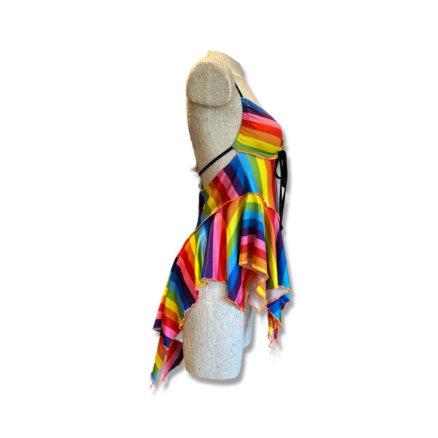 (R2S) UK 12  - Rainbow stripe Dixie dress - Short length