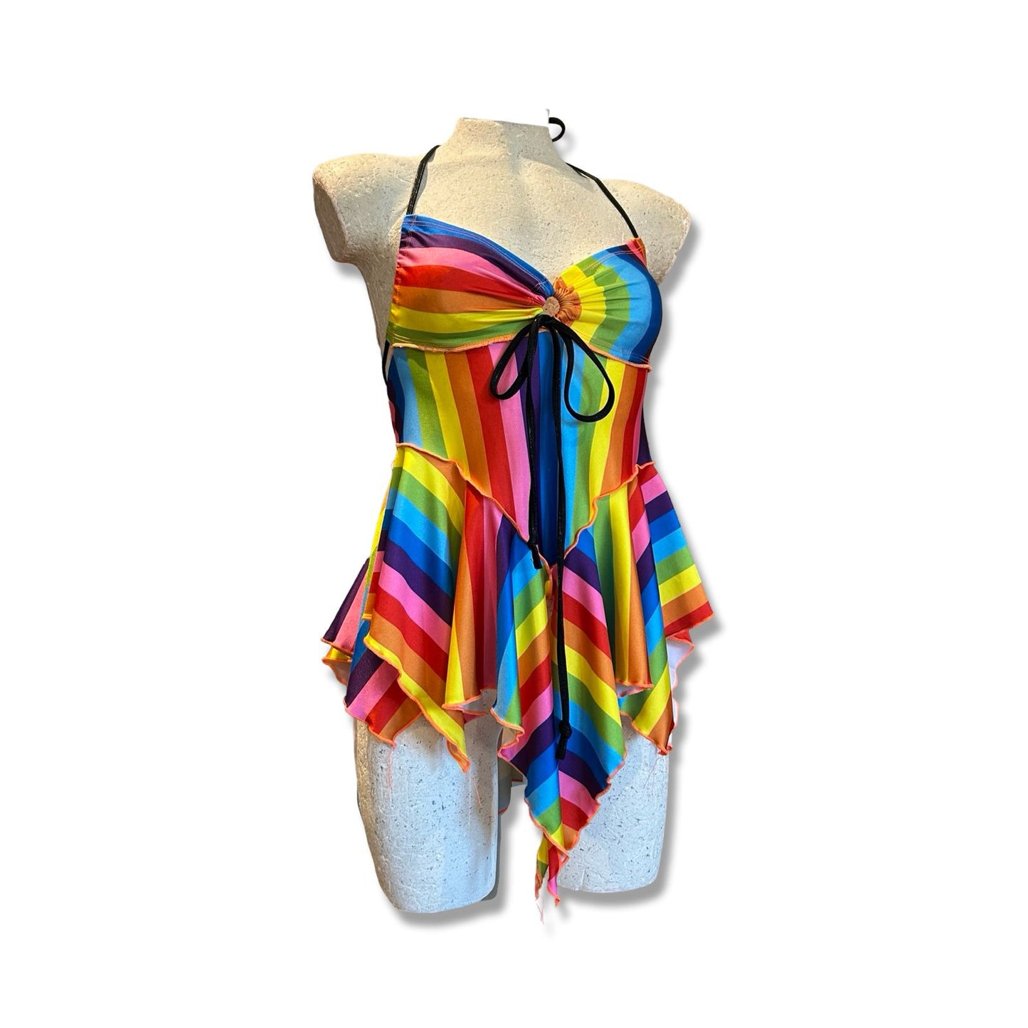 (R2S) UK 12  - Rainbow stripe Dixie dress - Short length