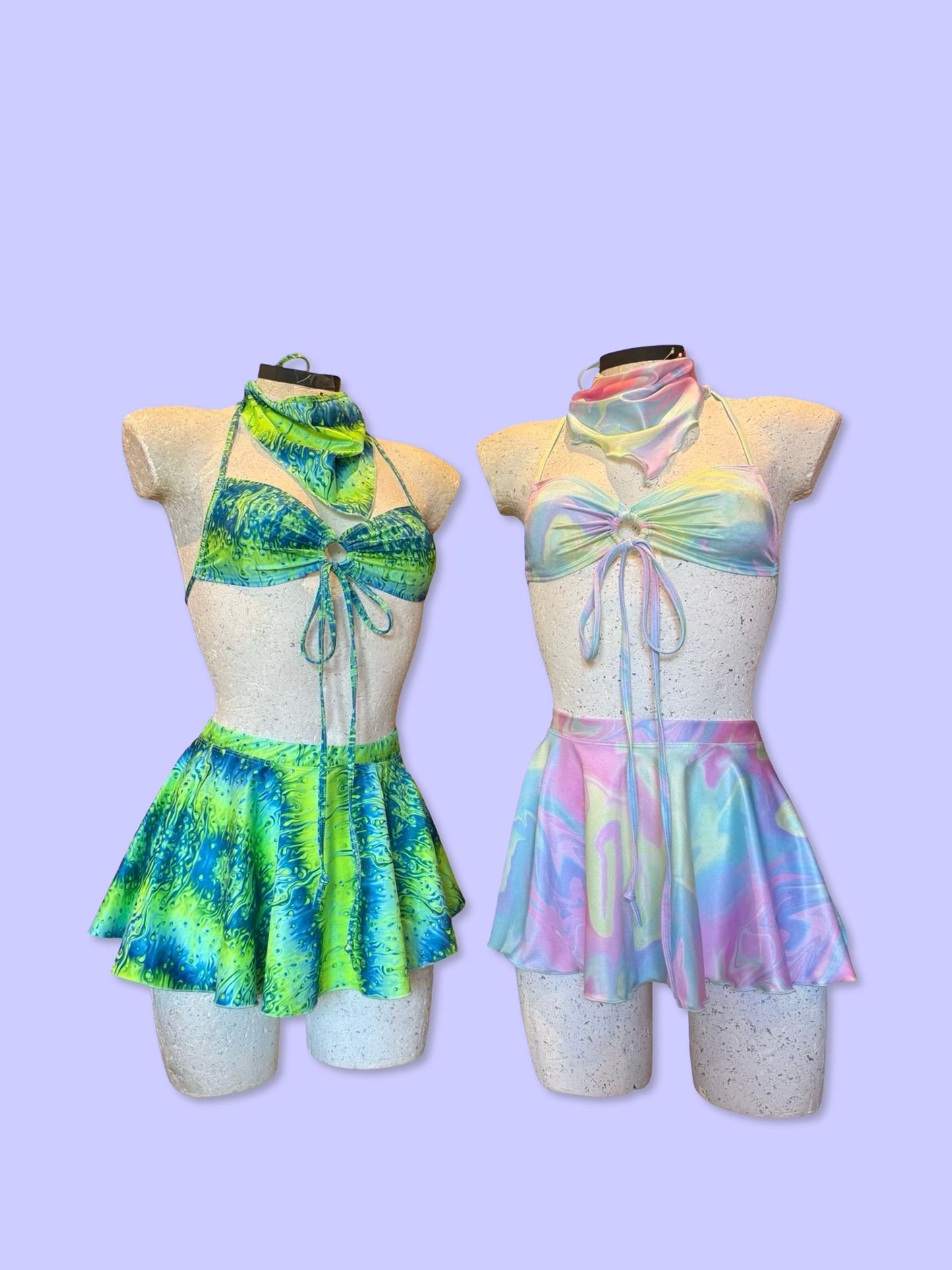 Remixed Mini skirt set - Pastel swirl