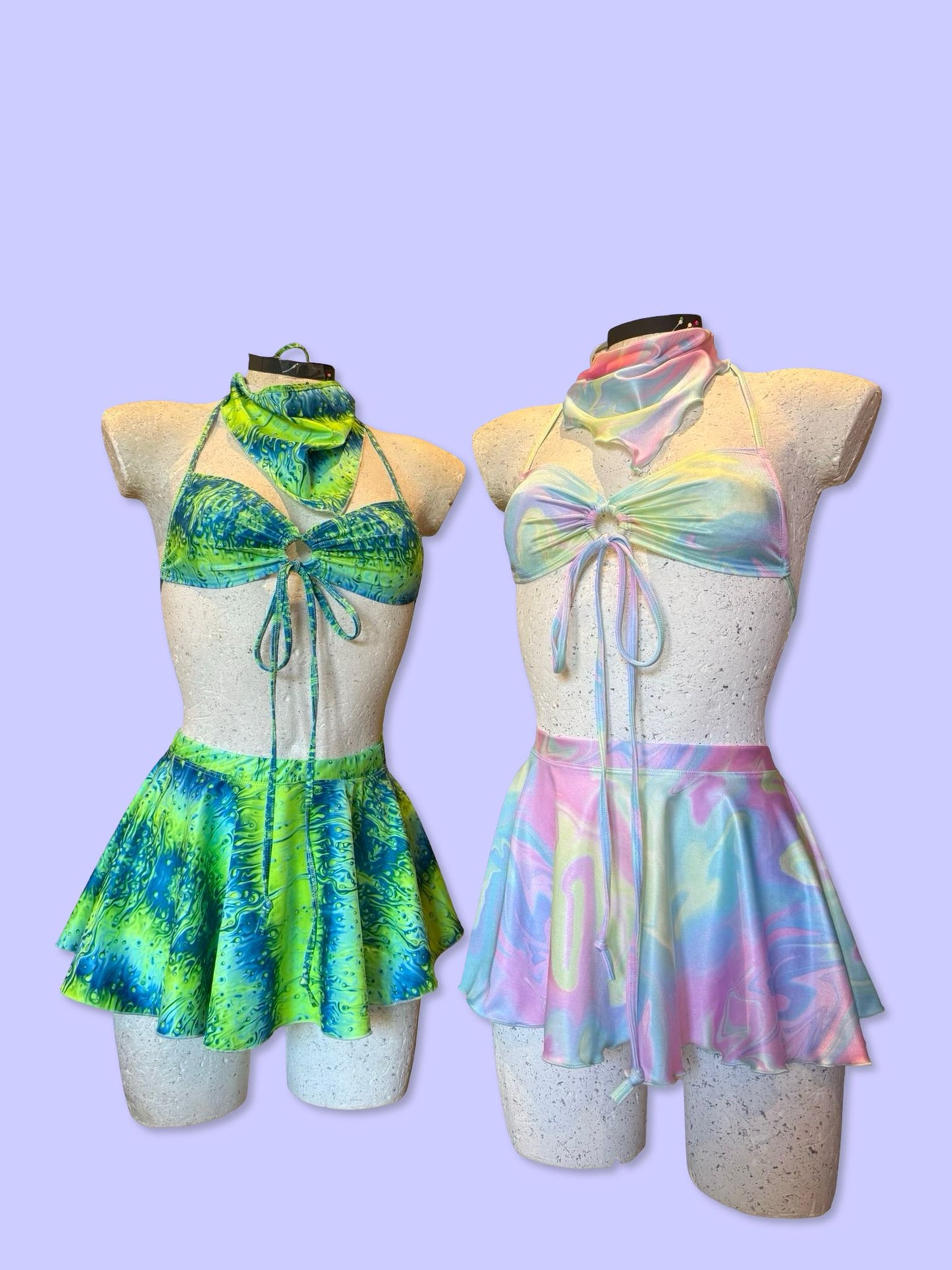 Remixed Mini skirt set - Pastel swirl