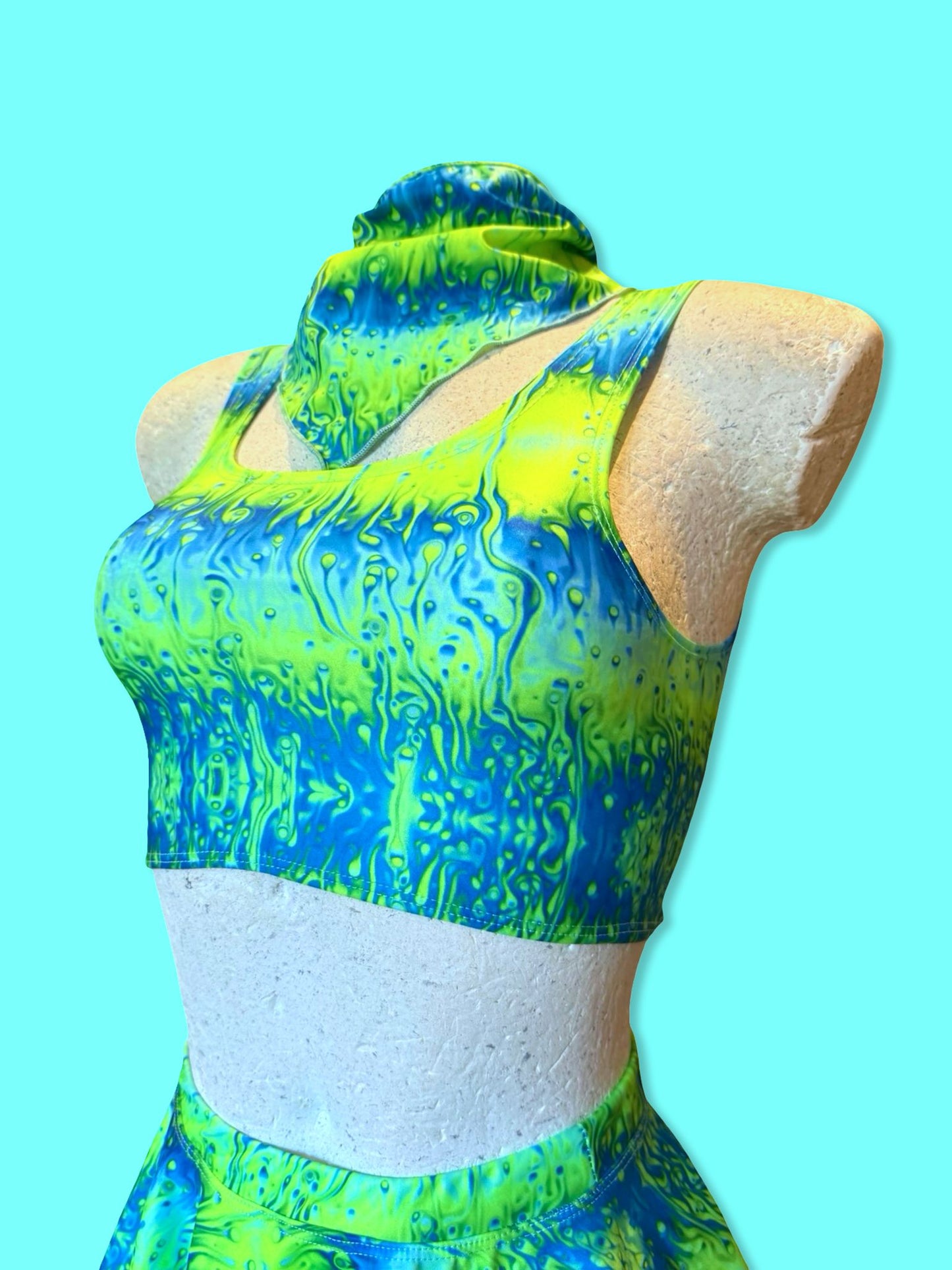 Remixed Mini skirt set - Neon Lava