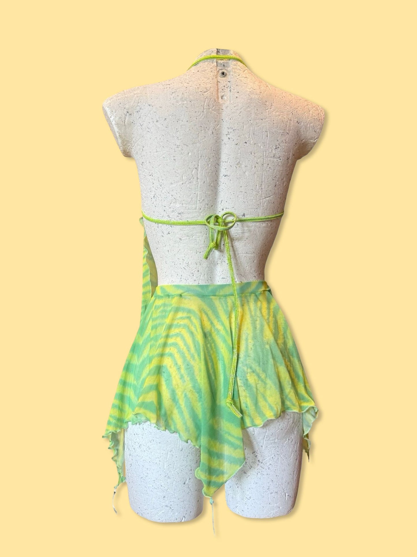 Remixed Mesh skirt set - Lime Tiger