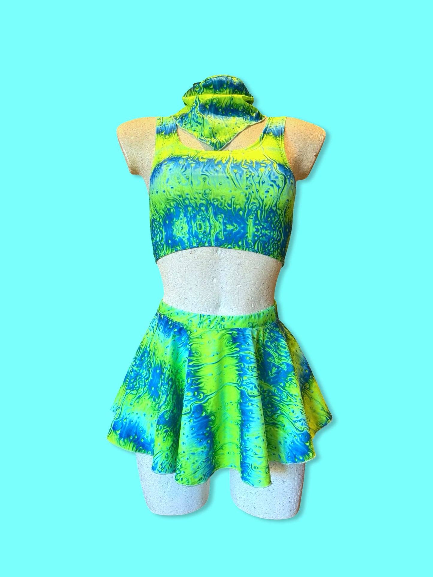 Remixed Mini skirt set - Neon Lava