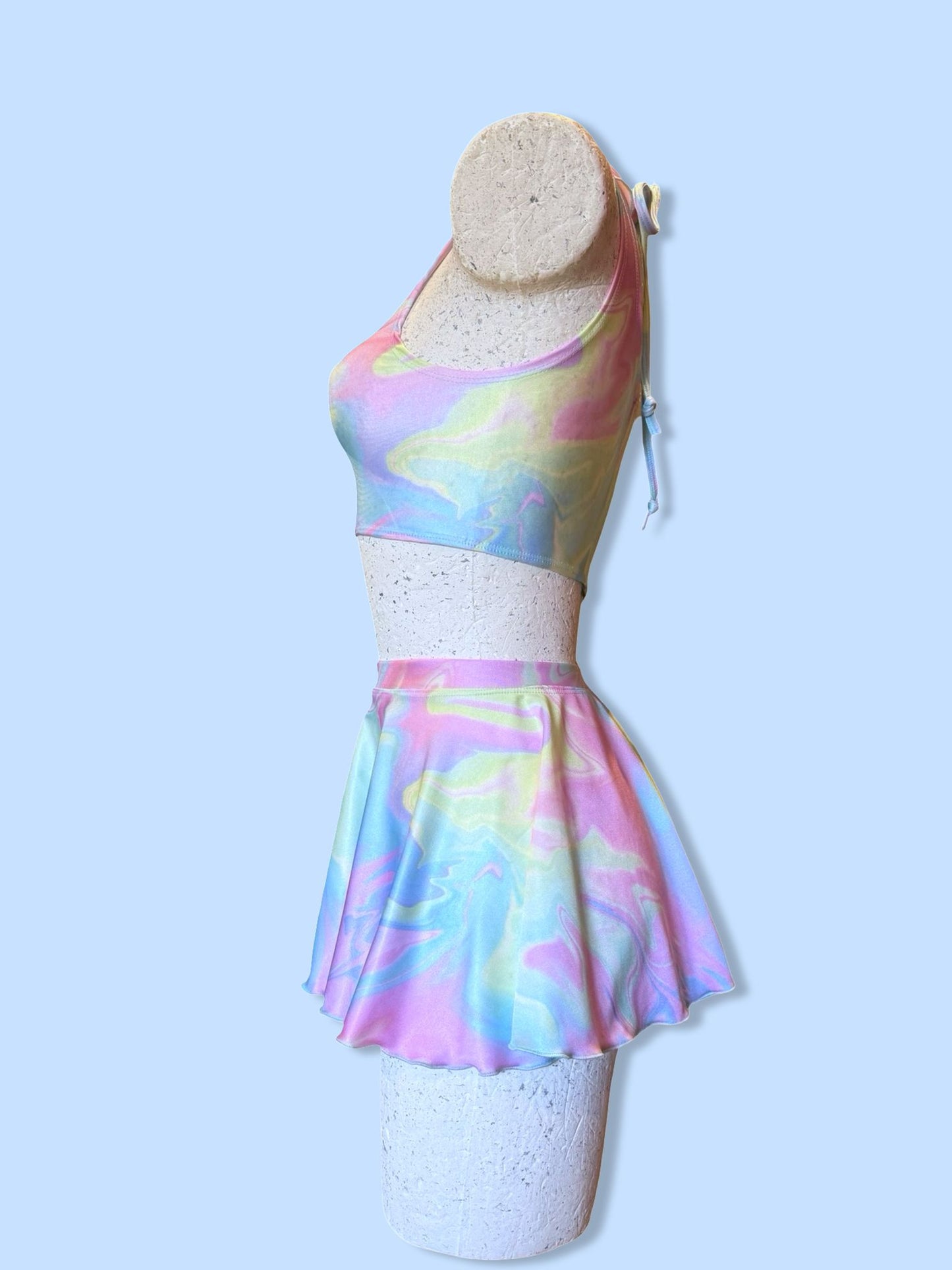 Remixed Mini skirt set - Pastel swirl