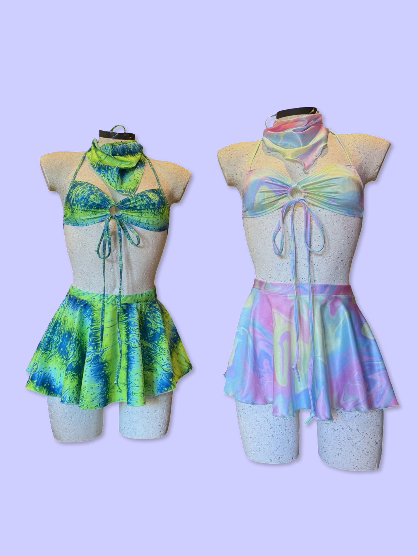 Remixed Mini skirt set - Neon Lava