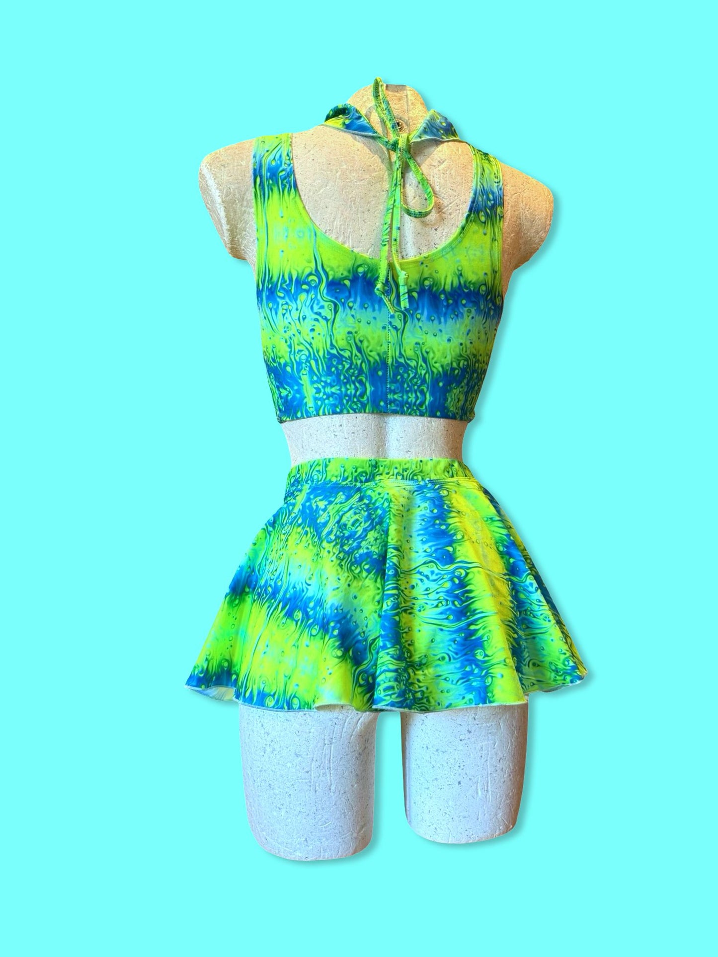 Remixed Mini skirt set - Neon Lava