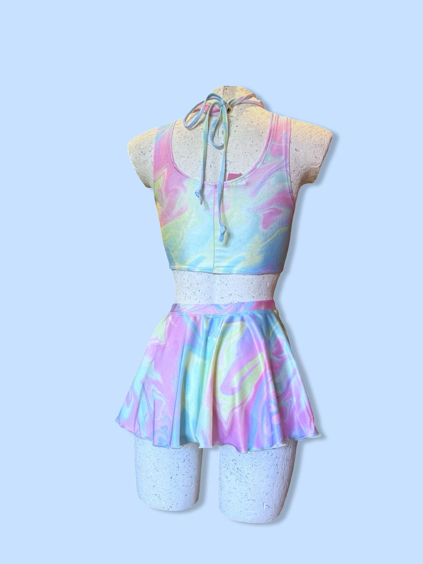 Remixed Mini skirt set - Pastel swirl