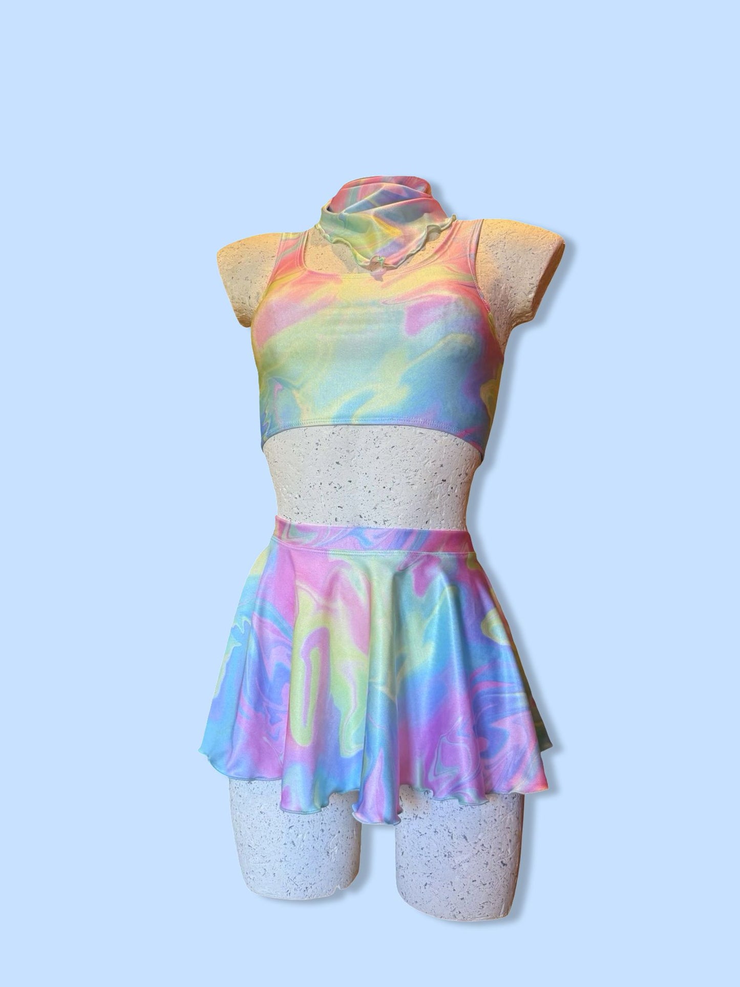 Remixed Mini skirt set - Pastel swirl