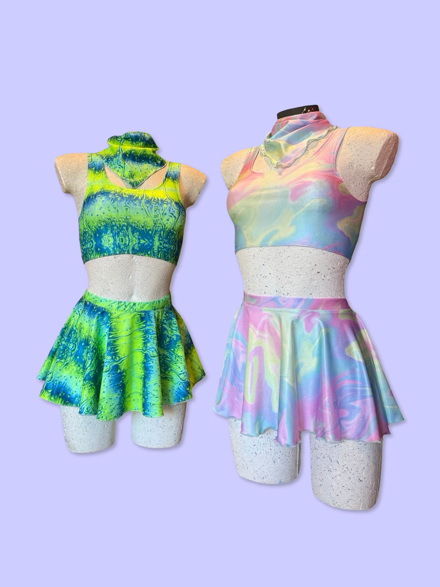 Remixed Mini skirt set - Pastel swirl