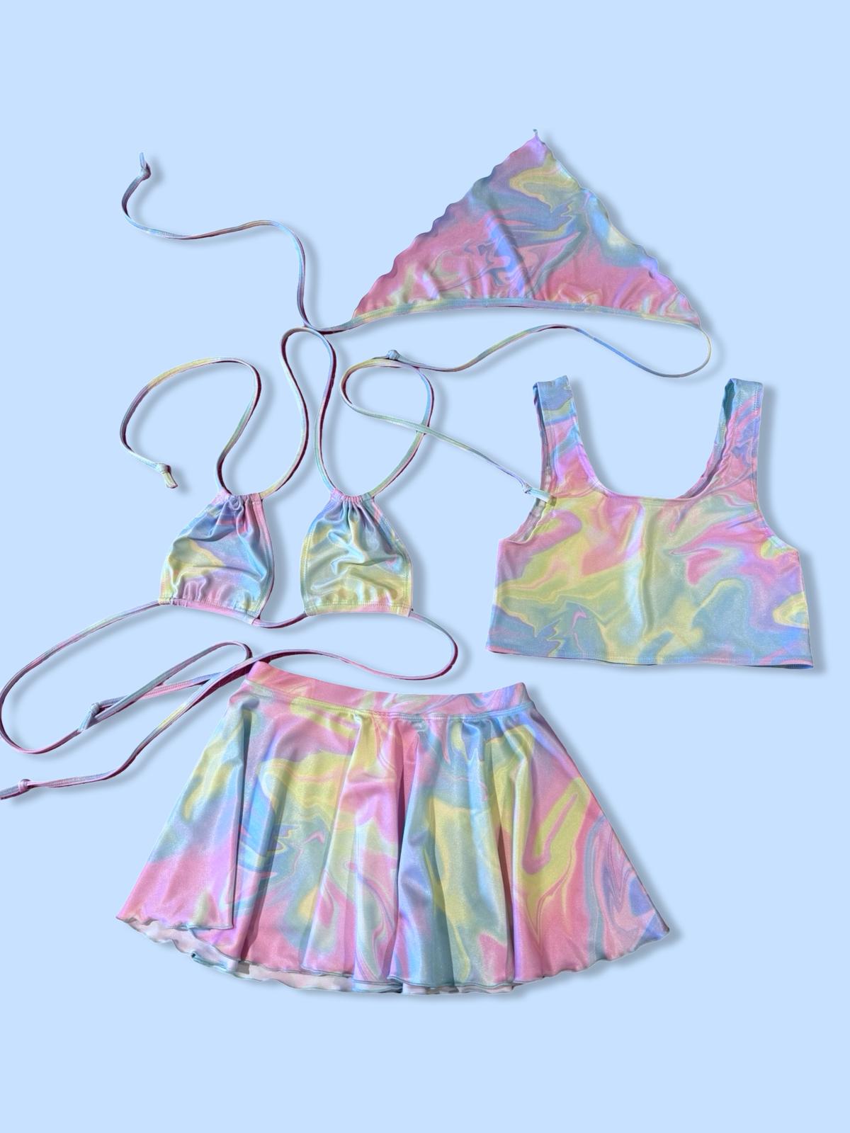 Remixed Mini skirt set - Pastel swirl