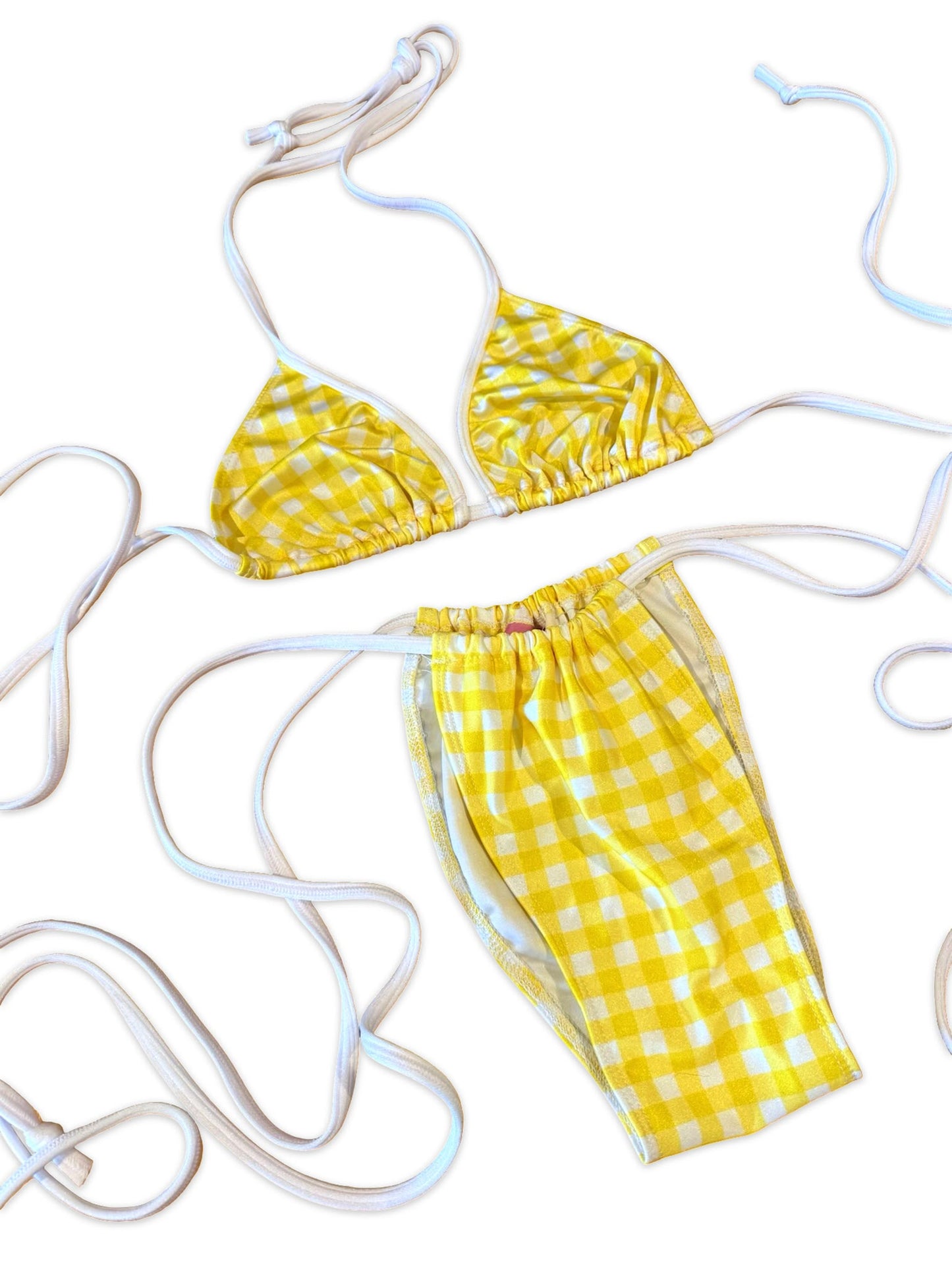 (M&R2S) Zero waste kini - Lemon Gingham Triangle