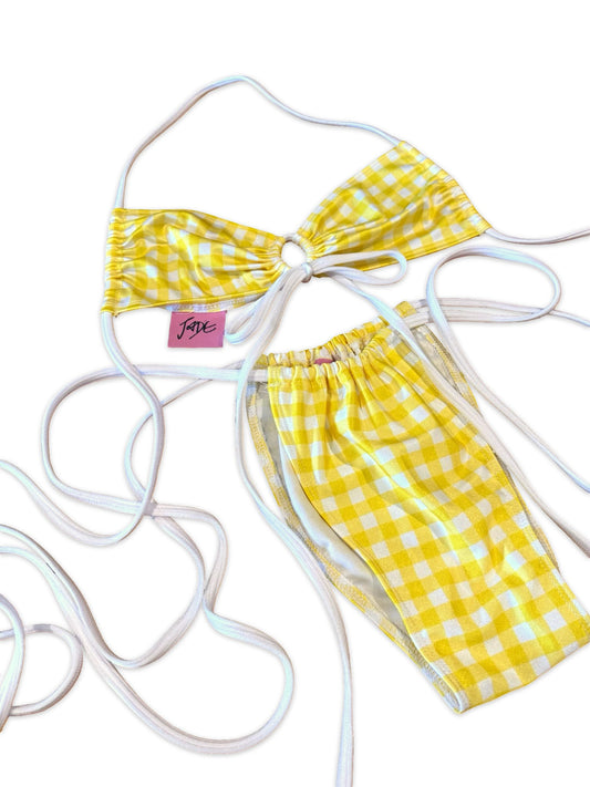 (M&R2S) Zero waste kini - Lemon Gingham multiway