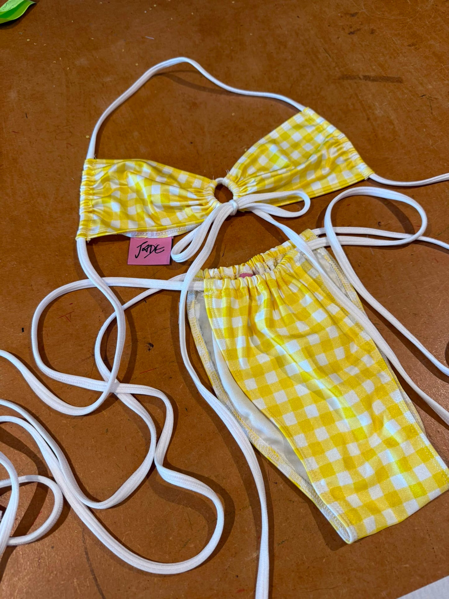 (M&R2S) Zero waste kini - Lemon Gingham multiway