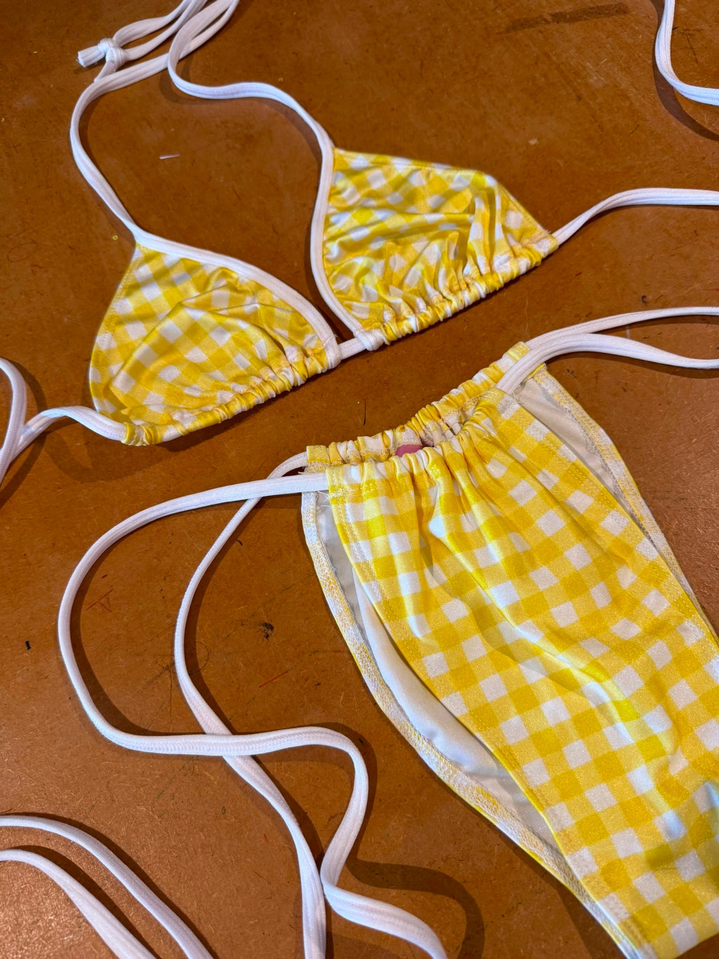 (M&R2S) Zero waste kini - Lemon Gingham Triangle