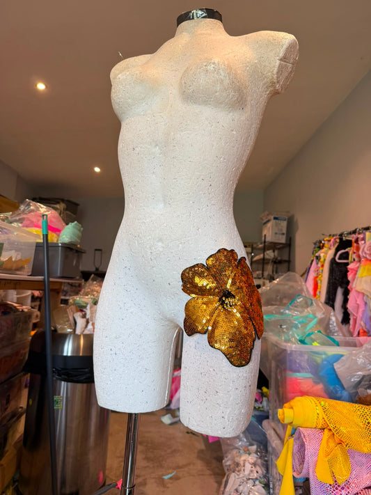 DISCOUNTED ** Custom ruffle skirt with BRONZE/ COFFEE sequin flower.