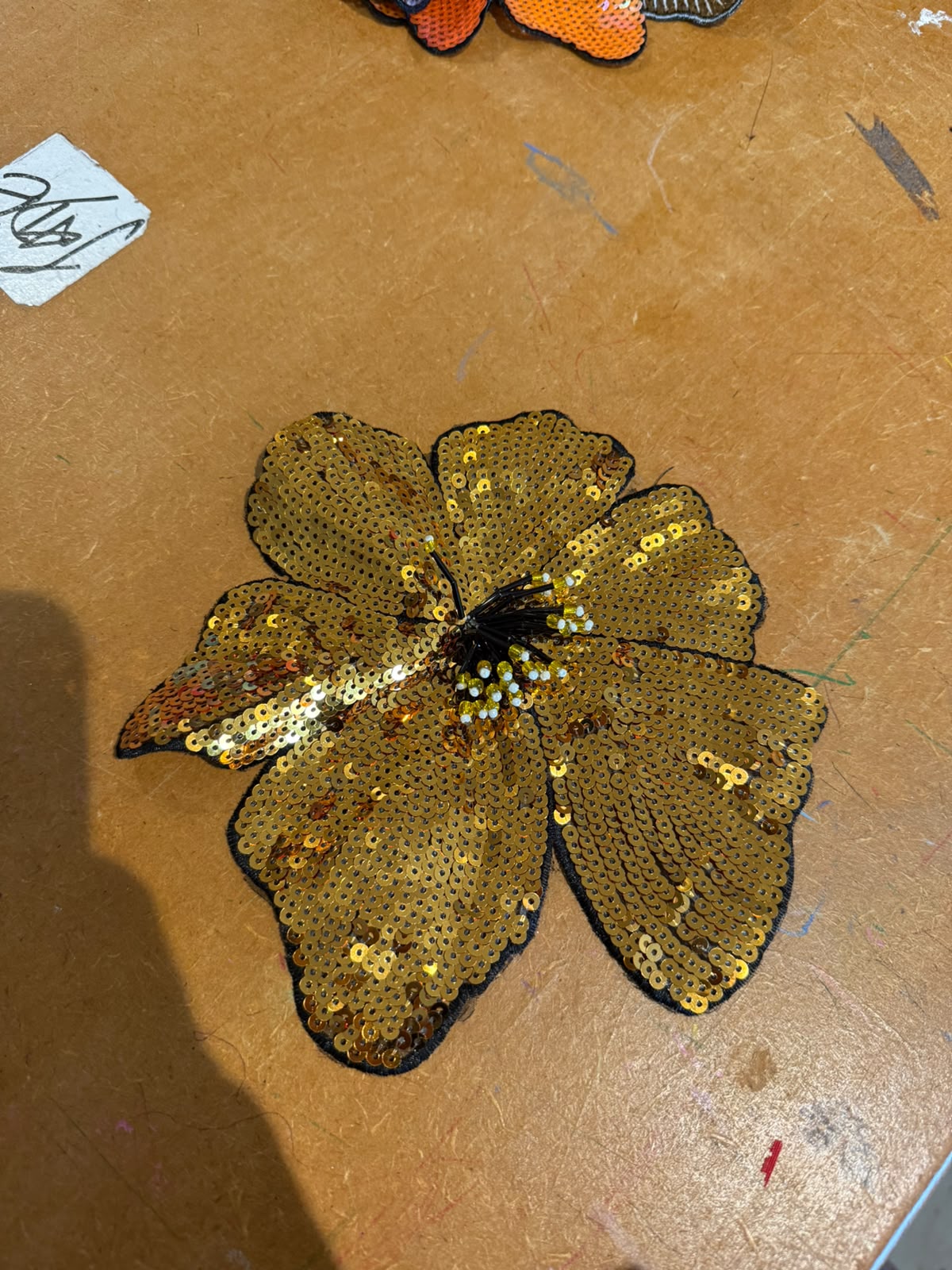 DISCOUNTED ** Custom ruffle skirt with BRONZE/ COFFEE sequin flower.