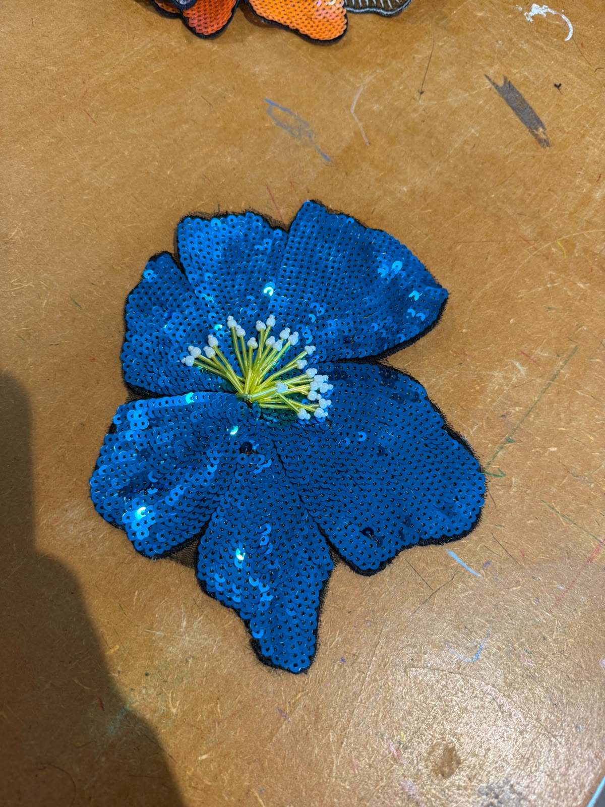 DISCOUNTED ** Custom ruffle skirt with AQUA BLUE sequin flower