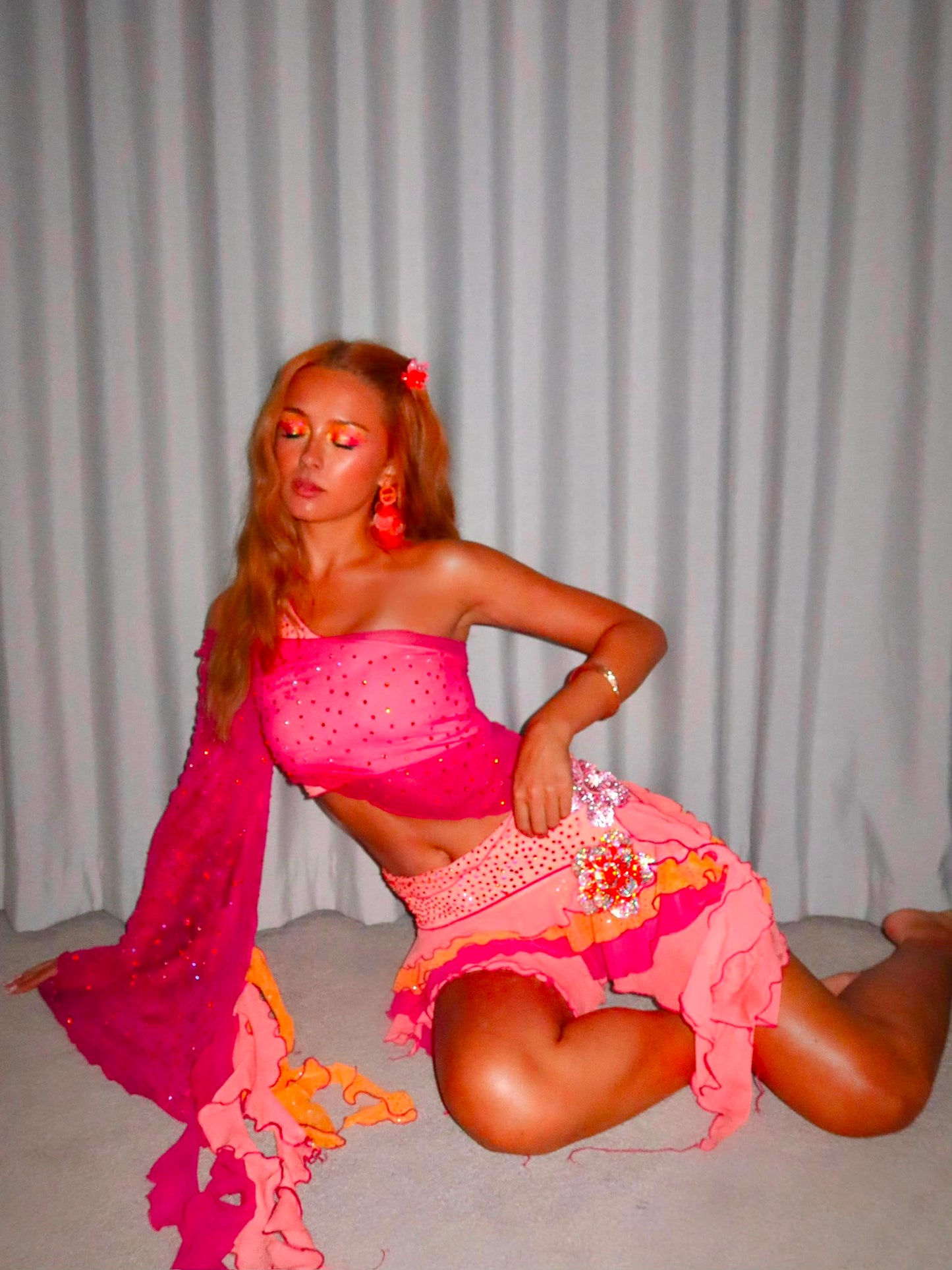 Peach and Raspberry Flora set